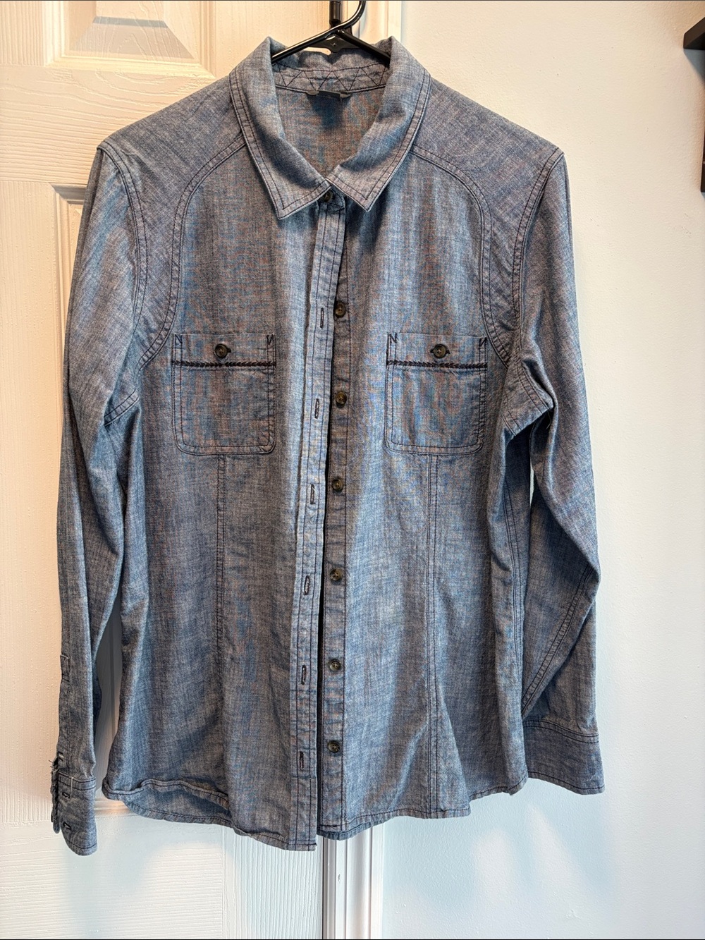 Eddie Bauer Light Blue Chambray Button-Front Shirt